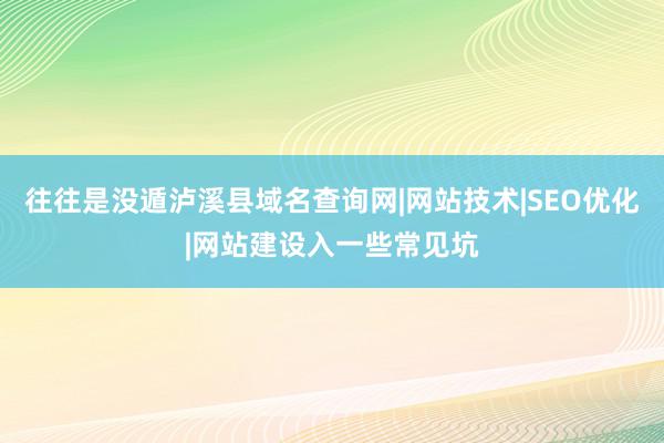 往往是没遁泸溪县域名查询网|网站技术|SEO优化|网站建设入一些常见坑