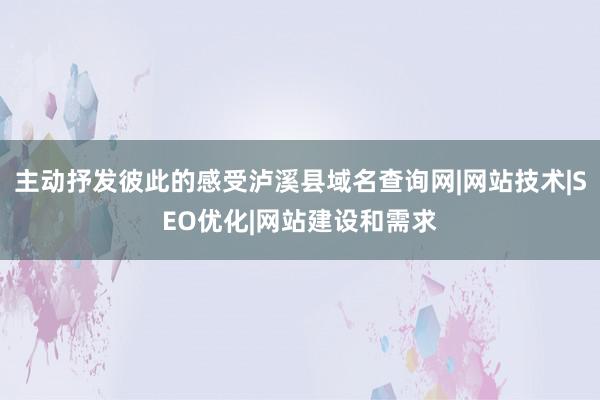 主动抒发彼此的感受泸溪县域名查询网|网站技术|SEO优化|网站建设和需求